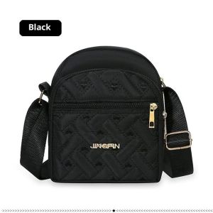 EERSHENSHI กระเป๋าสะพายข้างผ้าไนลอนลายควิลต์สุดเก๋ มีซิปปิดและสายปรับได้เหมาะสำหรับใช้ในชีวิตประจำวัน
