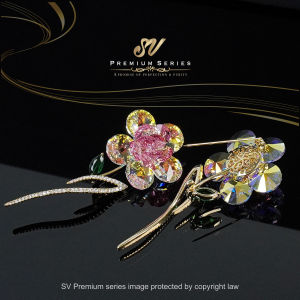Sv Premium Colorful Shiny Austria Crystal Brooch Pin Tudung High Quality Kerongsang Uniq Fashion Jewellery With Gift Box