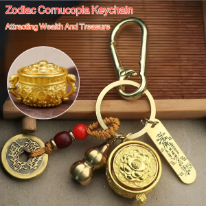 Key Chain Twelve Zodiac Attracting Wealth And Treasure Pendant Continuous Good Luck Five Emperors Coins Gourd Key Chain