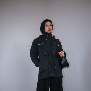 Jaket Parka Wanita Hijab Jumbo Kekinian Bahan Katun Baby Canvas