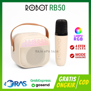 Speaker Bluetooth Mic Karaoke RGB Wireless Portable Karoke Microphone Mik Sound Audio Mini Robot RB50