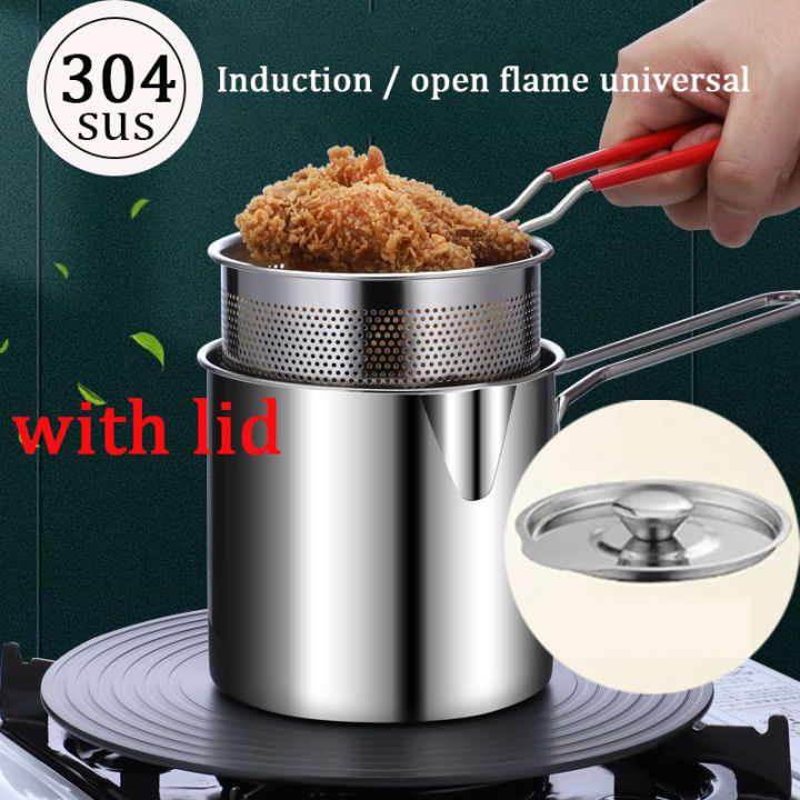 [Huitk]【In stock】304 stainless steel fryer home tempura fryer Oil