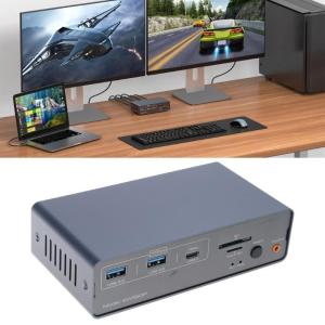 Double Monitor 4K120hz Dock KVM Switcher Docking Station for Laptop Share Key Mouse Featuring 1 Button Device Switching