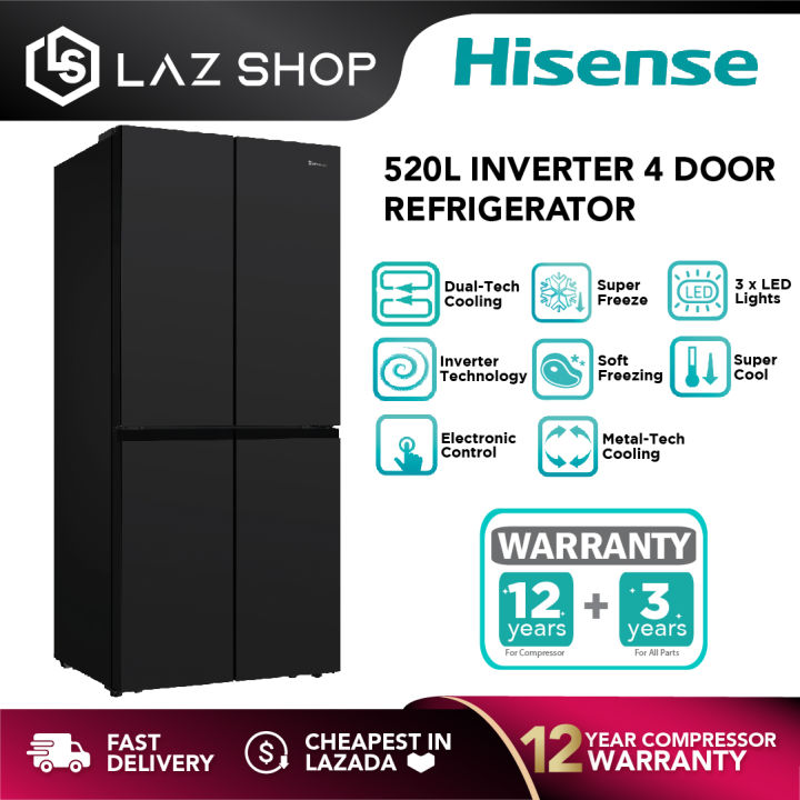 Hisense 520L Inverter 4 Door Refrigerator RQ568N4ABU RQ568N4AWU