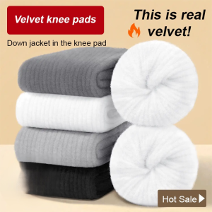 แผ่นรองเข่าฤดูใบไม้ร่วงและฤดูหนาว แผ่นรองเข่าแบบยาว กำมะหยี่ และขนสัตว์แบบหนา ชุดแผ่นรองเข่าให้ความอบอุ่น แผ่นรองเข่าฟรี