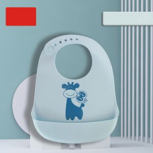 Baby Bibs Waterproof Softie Cartoon Silicone Toddler Feeding Adjustable Apron with Pocket 100% Food Grade Silicone BPA Free for Infant Toddlers 6Mos+ Washable foldable Saliva Towel
