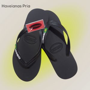 Sandal Jepit Pria Haveianas Karet | Flip Flop Cowok Dewasa Kekinian Tahan Lama Abu-Abu/Hitam