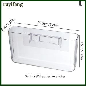 ruyifang กล่องเก็บของติดผนังโปร่งใสกล่องจัดระเบียบชั้นวางข้างเตียงแบบไม่เจาะติดผนัง