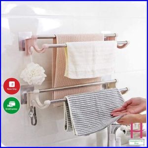 Giá Treo Khăn Inox 2 Tầng 55cm Nhà TắmNhà Bếp Không Cần Khoan Vít Phukienprocare
