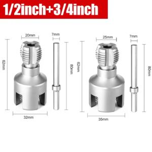 Integrated Thread Cutting Tool Hexagon Shank 2 in 1 PVC Pipe Threader Maker Tool for Electric Drill