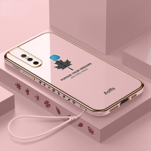 For Realme C11 2021 C12 C15 C20 C20A C21 C21Y C25 C35 C25S C25Y C2 Realme 5 5i 5S 6i 7i 8 8i 9 9i Pro Realme XT X7 V5 V11 V13 V15 GT Q3 Neo2 Q3s Pro Fashion Maple Leaf Electroplate Rubiks Cube Phone Case with Lanyard Soft Shockproof Protection Back Cover