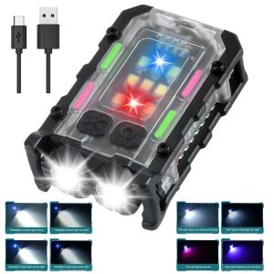 GONGL USB Charging Mini Keychain Flashlight High Bright 400mAh Work Light Portable Waterproof LED  Torch Light for Camping Fishing Walking