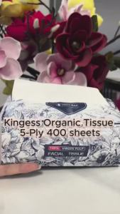Kingess Virgin Pulp Tissue 5 Ply Thickness 400 Sheets Organic Soft Facial Tissue