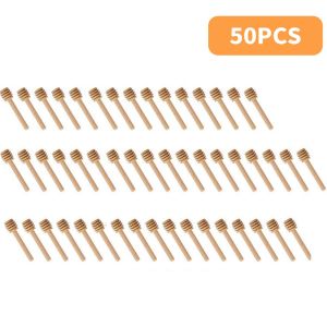50/100 Pack Of Mini 3 Inch Wood Honey Dipper Sticks spoon Individually Wrapped Server For Honey Jar Dispense Drizzle Honey