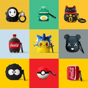 CrashStar 3D Fashion Cartoon Thicken Soft Silicone AirPods Case For AirPods 1 2 3 AirPods Pro 2 inPods i7 i12 Wireless Earbud Case With Rope Ring Wireless Bluetooth Headphones Accessories Protective Cover Casing Earphone Charging Box Shockproof Shell