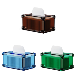 Nordic Style Decorative Rectangular Tissue Box Cover Transparent Acrylic Tissue Holder for Living Room or Bedroom