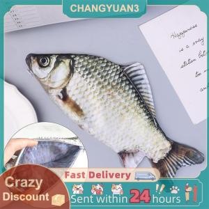 N2HAO Crucian กระเป๋าปากกาปลาคาร์พทรงปลาที่สมจริงกระเป๋าดินสอแต่งหน้าพร้อมซิปด้านหลังไปยังโรงเรียนกระเป๋าดินสอ