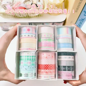 เทปวาชิสกระดาษกาวน่ารักเทปสำหรับงานศิลปะเทปตกแต่งชุดเกาะดาวอุปกรณ์งานประดิษฐ์เทปทำงานฝีมือ