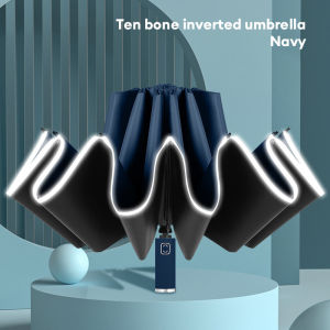Fully automatic umbrella Reverse Foldable Umbrella Reflective Umbrella Sun umbrella Anti UV Guard Reinforced umbrella stand against strong wind Strong Folding Big Umbrellas