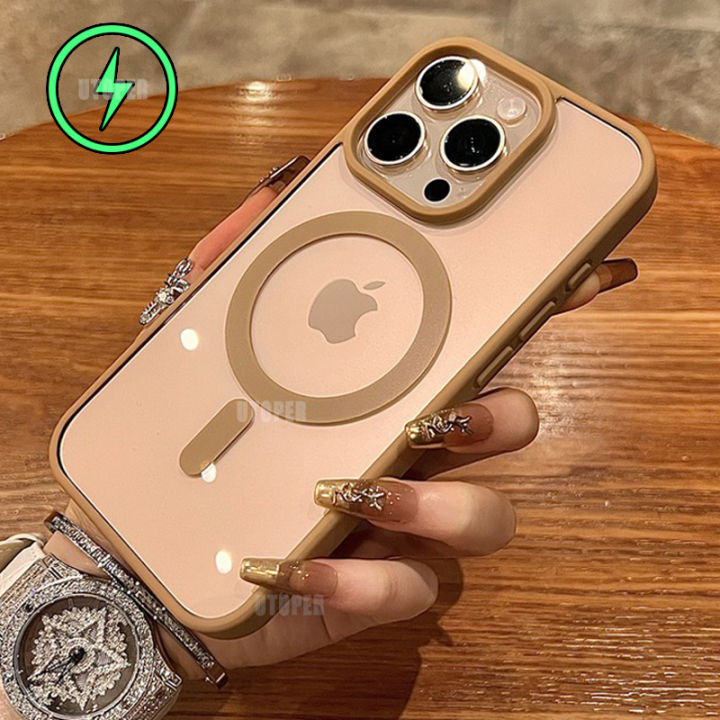Magnetic Luxury Desert Gold Acrylic Hard Protect Case for iPhone