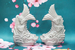 [ Woosilver ] Decor Cặp Tượng Rồng Trang Trí Màu Xám - Secondhand - BB251