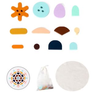 PUZHE Wooden Geometric Shape Jigsaw Matching Educational Geometric Shape Building Blocks Shape Recognition Exquisite Color Shape Puzzle Toy Kids Preschool