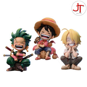 One Piece 3 in 1 Set Luffy Zoro Sanji 16cm Height Cute Sitting Collectible Action Figure