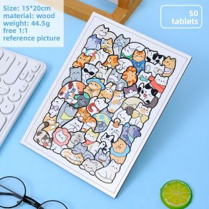 GYHTEP SHOP 50 Pieces การ์ตูน ของเล่นปริศนาการศึกษาเกี่ยวกับสัตว์ กองตลก แมว แพนด้า ไดโนเสาร์ ของเล่นการศึกษาปฐมวัย ใหม่ ปริศนารูปสัตว์ ภาพวาดตกแต่ง