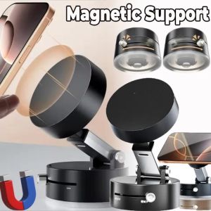 360° Degree Adjustable Vacuum Suction Cup Double-sided Magnetic Mobile Phone Holder Foldable For Magsafe Lazy Car Suction Cup Holder