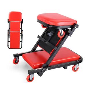 เตียงซ่อมใต้ท้องรถ แบบพับเป็นเก้าอี้ได้ (สีดำ ไม่เลอะง่าย) 36" Foldable Z Creeper Seat Rolling Chair Mechanics Garage 2 in 1 Work Stool(จัดส่งจากกรุงเทพฯ)