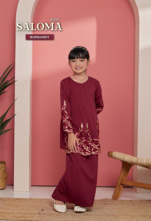 ADEL Saloma Kids Baju Kurung Kebaya Moden Budak Premium Como Crepe Lace Koleksi Raya 2024