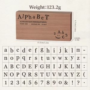 NOBLELYN 70 Pcs Wooden Handle Wooden Rubber Stamp Set Rubber Stamp Standard Size Number Stamp Set  Precise Standard Seal Stamp