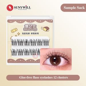 Sunywill keo-miễn phí phân đoạn Lông mi giả 5D tự nhiên tự dính cụm duy nhất lông mi tái sử dụng