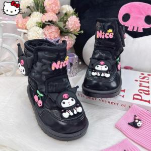 Christmas gifts Halloween Sanrio Girl Cotton Boots Kuromi Thickened Student Winter New Warm Casual Cotton Shoes Childrens Fashion Sweet Soft Martin Boots