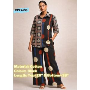 DEBAYU Readiprint Cotton Shirt Style Kurti Co Ord Set Size M to 3XL Malaysia