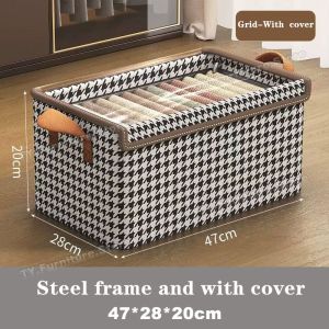 Cabinet Organizer Storage Box Foldable With Cover Clothes Storage Box Steel Frame Toys Baby Clothes