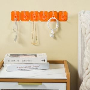 6 Connected Strong Adhesive Wall Hook Plastic Hook Non Marking Kitchen Living Room Storage Household Hanger 可剪裁挂钩