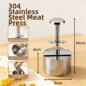 VIVIDI Thép không gỉ Máy ép bánh mì kẹp thịt Chống dính Vòng tròn Khuôn làm bánh Patty Bền bỉ Dụng cụ nhà bếp Máy làm bánh hamburger Nhà hàng