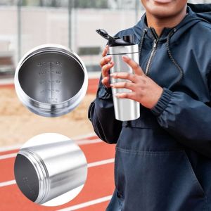 GUDAN 500ml/750ml Whey Shakes Cup with Scale 304 Stainless Steel Sports Water Cup Water Bottle Temperature High Resistant Protein Powder Bottle Gym Fitness Sport