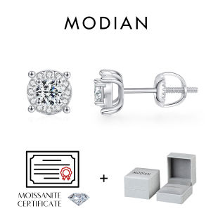 MODIAN D Color Moissanite Stud Earrings Round Cut Lab Created Diamond 925 Sterling Silver Silver Bridal Jewelry For Women Gifts2026