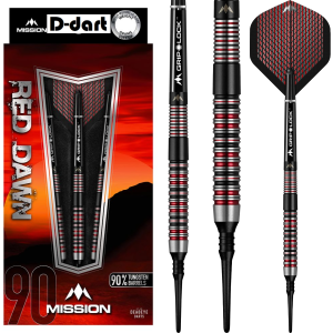 MISSION SOFT TIP DART - 19G/21G RED DAWN M1 STRAIGHT RING 90% Tungsten Soft Darts (ARROW DART LEMBUT)