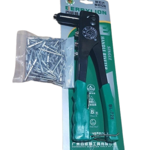 Bộ Dụng Cụ Kềm Rút Rive 4 Lổ Cán Xanh Lõi Sơn Tĩnh Điện Màu Đen + 100 Cây Đinh Rive Nhôm 4x10mm+ Mũi Khoan 4ly2