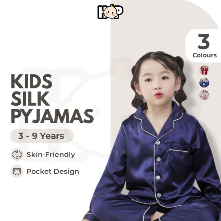 [FULL SET] Kids Silk Pyjamas Baju Tidur Satin Budak Kids Pajamas Satin Kids Pyjamas Baju Tidur Budak Baju Pajamas