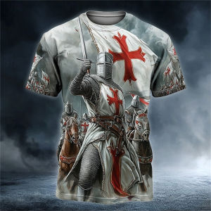 [Local Stock] VCC Crusader Knights 3D Print Mens T Shirt Hip Hop Trend Style Street Tees Summer Casual O-neck Short Sleeve Tops Fashion Clothing