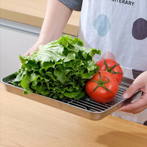 Removable Stainless Steel Baking Tray Cake Baking BBQ Pan Tray Plate Oven Brownie Rack Cooking Roasting Grilling Tool