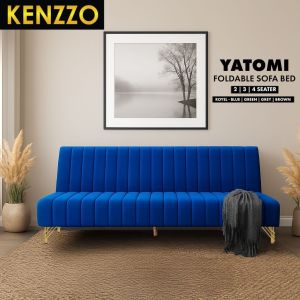 🛋️Kenzzo : Yatomi Royal Velvet Luxury Foldable Sofa Bed with Gold Legs (2 / 3 / 4 Seater) – Free Installation (SG)