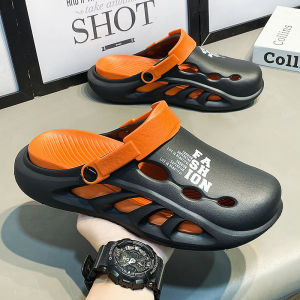 MenS Summer Clogs Trendy Printed Non-Slip Wear-Resistant Outdoor Thick-Soled Lazy EVA Beach Slippers