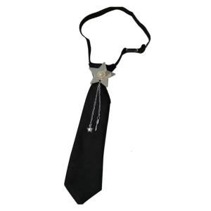 Women Mens Pre-Tied Small Tie Adjusted Punk Metal Chain Tassels Star Black Necktie Bowtie Collar
