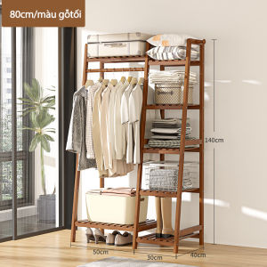 KUCA Tủ Treo Quần Áo Gỗ Tre Có Ngăn Chứa Đồ Tiện Lợi Hàng Nhập khẩu Giá Treo Quần Áo Đa Năng