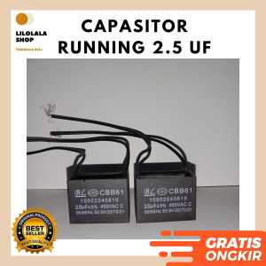 Capasitor 25 UF BL Kapasitor running kotak kabel hitam AC Pompa Kulkas Capacitor 450 Volt 50/60 Hz